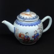 A 19th century Chinese porcelain bullet shaped teapot.