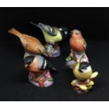 Five Worcester porcelain birds, comprising of Chaffinch No.3240, Bullfinch No.3238, Hedge sparrow