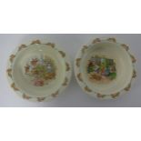 Royal Doulton, Bunnykins two small cereal bowls, the largest 16cm diameter.