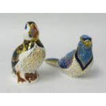 Royal Crown Derby, two paperweights, a Puffin and another bird (2).