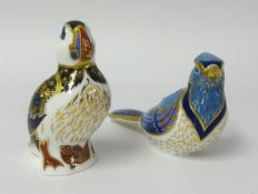 Royal Crown Derby, two paperweights, a Puffin and another bird (2).