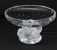 Lalique, France, Nogent pattern dish, supported by frosted glass birds, engraved signature, diameter