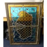 A stained glass window, 122cm x 89cm,