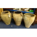 Three large Amphora style garden pots (3).