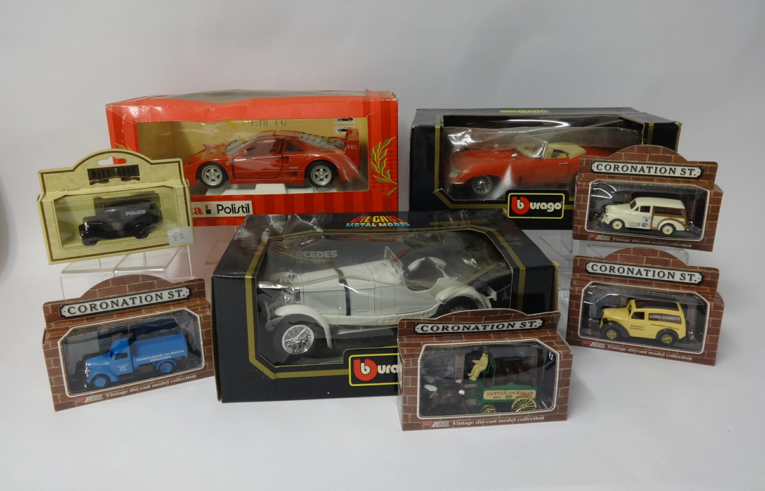 Burago, two Diecast models, also Days Gone, Corgi and other promotional models, boxed, approx 30.