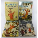 Original 1949 and 1952 Rupert annuals, neat inscription inside each, both 'not price cut' and clean.