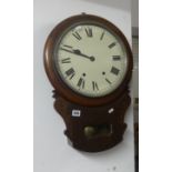 A Victorian oak cased drop dial wall clock.