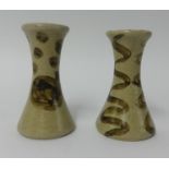 Janet Leach, St.Ives, a pair of studio pottery vases, height 15cm.