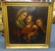 After the 'Old Master' oil on canvas 'Madonna and Child' in gilt frame, 77cm x 75cm