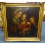 After the 'Old Master' oil on canvas 'Madonna and Child' in gilt frame, 77cm x 75cm