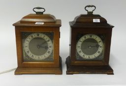 A walnut reproduction bracket clock and another similar, electric (2)