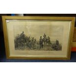 A collection of pictures and prints including after Lady Butler 19th Century print 'The Charge of