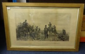 A collection of pictures and prints including after Lady Butler 19th Century print 'The Charge of