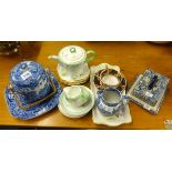 Shelley, a conical teapot and other wares, blue and white Italian Copeland Spode china etc