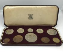 Queen Elizabeth, coin set 1953, ten coins in fitted case.