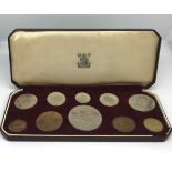 Queen Elizabeth, coin set 1953, ten coins in fitted case.