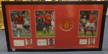 Of football interest, Manchester Utd montage with autographs from Ryan Giggs, Ferdinand Heinz