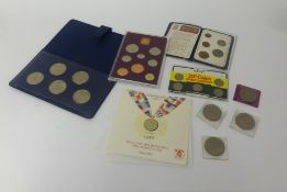 A mixed lot of general English coins, also foreign coins and American including gold one dime 1989