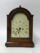 A 19th century, mahogany cased mantle clock, the dial signed 'Tunnell, Fleet Street, London' with