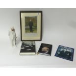 Of Winston Churchill interest, Royal Doulton Churchill figure, three booklets and a print.