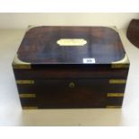A 19th Century rosewood and military brass band sewing box, width 30cm.