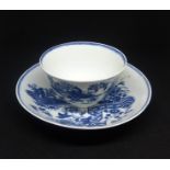 Dr Wall, a Worcester 'Chinoiserie Fences' pattern Cup and Saucer, Crescent Moon Mark