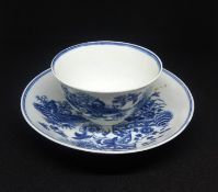 Dr Wall, a Worcester 'Chinoiserie Fences' pattern Cup and Saucer, Crescent Moon Mark