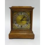 An oak bracket clock, the movement signed 'W & D', with a gilt dial, height 23cm.