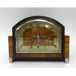 Art Deco, walnut cased, chiming mantel clock.