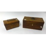 A collection of various boxes including 19th Century mahogany tea caddies and leather bound document
