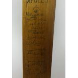 An Apollo cricket bat, signed by the West Indies 1973 touring team.