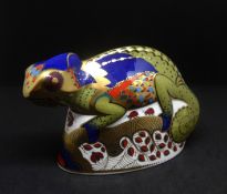 A boxed Royal Crown Derby paperweight, 'Chameleon', dated 2003.