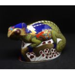 A boxed Royal Crown Derby paperweight, 'Chameleon', dated 2003.