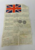 World War II, cotton message flags printed with greetings in different languages also