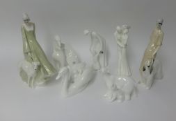 Modern white porcelain figures, Royal Doulton 'Reflections', 'Strolling', 'Promenade', Royal Doulton