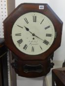 A 19th century drop dial wall clock, 'Greenleaf, Plymouth' (lacks glass and bezel).