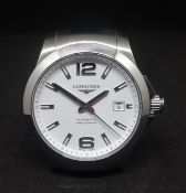 Longines, a gents Conquest Hydronaut wristwatch with white dial, stainless steel, automatic date,