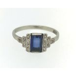 An 18ct sapphire and diamond ring.