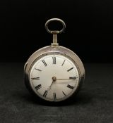 A silver pair cased pocket watch, inscribed F/J Hunt No.5247