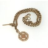 A 9ct gold watch chain with T-bar and pendant, 29.20gms.