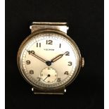 Yeoman, a gents 9ct gold vintage wristwatch with arabic numerals, sub-second dial, mechanical