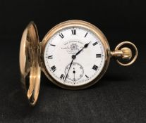 A 9ct gold full hunter pocket watch, marked Thomas Russell and Son, Liverpool, the dial further