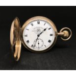 A 9ct gold full hunter pocket watch, marked Thomas Russell and Son, Liverpool, the dial further