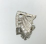 A modern Art Deco style diamond set part brooch clip.
