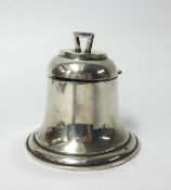 Asprey, London, a bell shaped silver inkwell (lacks liner).