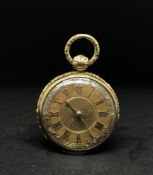 Litherland Davies and Co, Liverpool, a 18ct gold three colour pocket watch, movement No.9145, floral