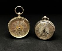 Two silver dial pocket watches, the back plate No's.12401 and 202570.