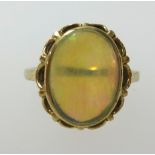 A 9ct opal set ring, finger K.
