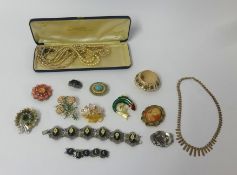Strada, a gilt fringe necklace, boxed, together with various costume jewellery, faux pearls etc.
