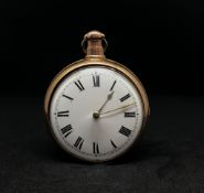 An 18ct pair cased pocket watch, James Burroughs, Roman full dial, signed W.M Watson, Strand,